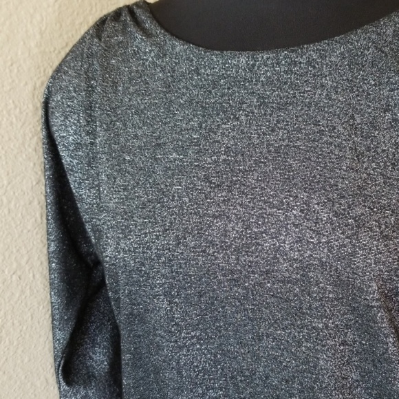 WHBM Silver Black Glitter Blouse Small - Picture 2 of 7